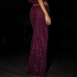 ELLERY
Square Diamante Maxi Skirt - Berry